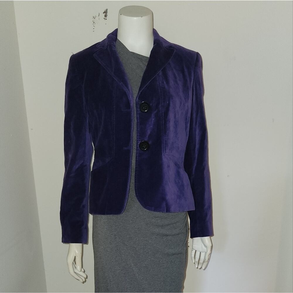 AK Anne Klein Stretch Purple Suede Blazer sz 4 EUC - Picture 10 of 16